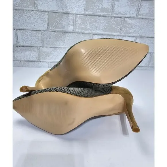 Jolimall Mesh Knit Textured Pointed Toe Stiletto Ankle Boots Olive/Khaki Size 8 - Picture 5 of 8